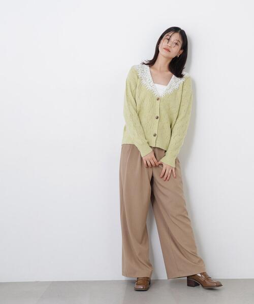 N.(N. Natural Beauty Basic)(エヌエヌナチュラルビューティーベーシック)の「レースカラー付ニットカーディガン(カーディガン/ボレロ・レディース・イエロー系その他/ホワイト系その他/ブラウン系その他・FREE)」の4枚目の写真
