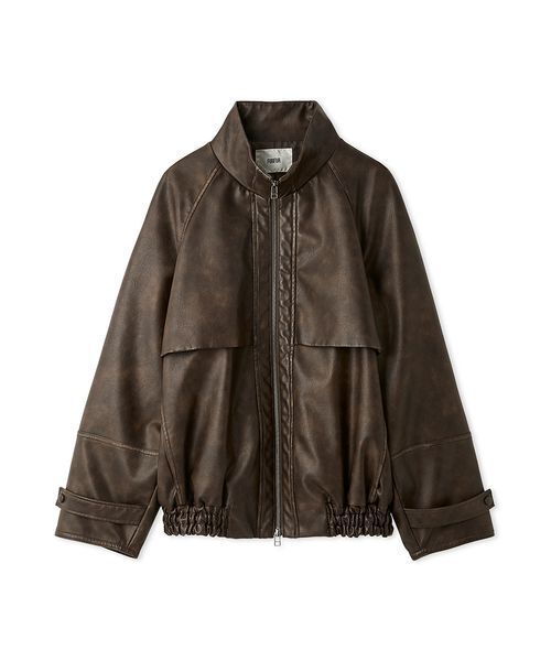 FURFUR（ファーファー）の「スタンドカラーヨークデザインブルゾン（ブルゾン・レディース・ブラウン/チェック/ブラック・F）」の2枚目の写真