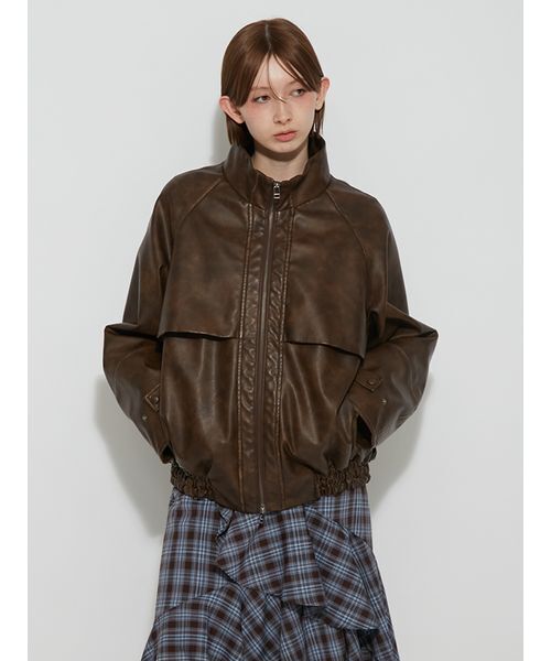 FURFUR（ファーファー）の「スタンドカラーヨークデザインブルゾン（ブルゾン・レディース・ブラウン/チェック/ブラック・F）」の5枚目の写真