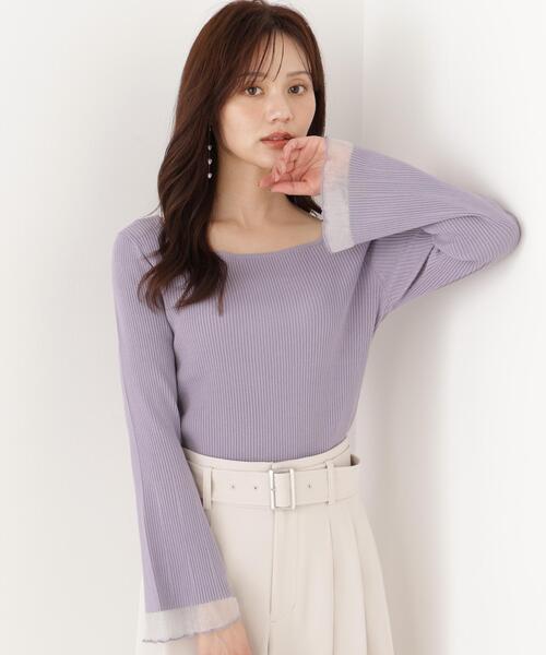 PROPORTION BODY DRESSING(プロポーションボディドレッシング)の「スクエア部分シアーニット / 1216270914(ニット/セーター・レディース・ホワイト系その他/パープル/ブラウン・MEDIUM/SMALL)」の3枚目の写真