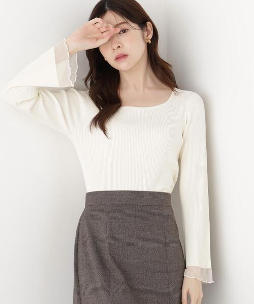 PROPORTION BODY DRESSING(プロポーションボディドレッシング)の「スクエア部分シアーニット / 1216270914(ニット/セーター・レディース・ホワイト系その他/パープル/ブラウン・MEDIUM/SMALL)」の5枚目の写真
