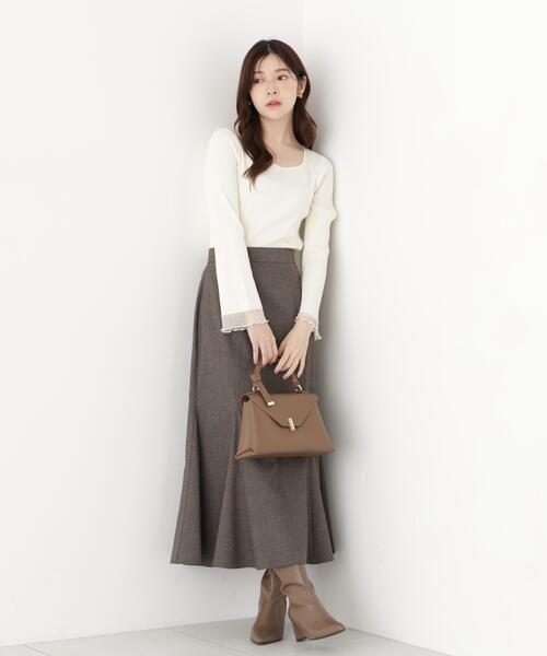 PROPORTION BODY DRESSING(プロポーションボディドレッシング)の「スクエア部分シアーニット / 1216270914(ニット/セーター・レディース・ホワイト系その他/パープル/ブラウン・MEDIUM/SMALL)」の6枚目の写真