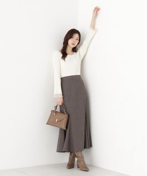 PROPORTION BODY DRESSING(プロポーションボディドレッシング)の「スクエア部分シアーニット / 1216270914(ニット/セーター・レディース・ホワイト系その他/パープル/ブラウン・MEDIUM/SMALL)」の7枚目の写真