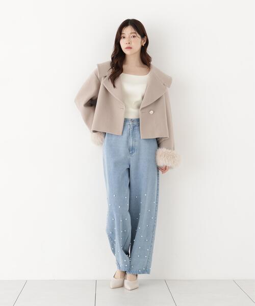 PROPORTION BODY DRESSING(プロポーションボディドレッシング)の「スクエア部分シアーニット / 1216270914(ニット/セーター・レディース・ホワイト系その他/パープル/ブラウン・MEDIUM/SMALL)」の9枚目の写真
