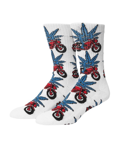 HUF(ハフ)の「GREEN BUDDY NITRO SOCKS(ソックス/靴下・メンズ・ホワイト/ヘザーグレー・O/S)」の1枚目の写真