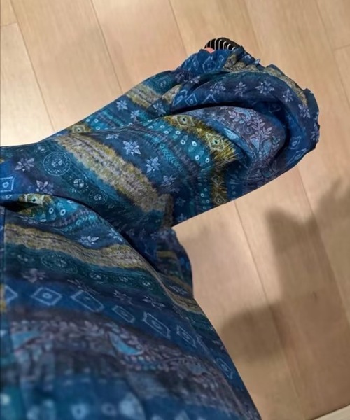 CHUN CHUN NOTES(チュンチュンノーツ)の「民族柄プリント 束脚ワイドパンツ リゾート風(その他パンツ・レディース・ブルー・F)」の11枚目の写真