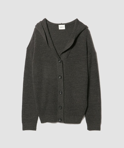 UNUS(ユナス)の「UNUS / Oversized Hooded Knit Cardigan(カーディガン/ボレロ・レディース・グレー/ボルドー・FREE)」の3枚目の写真