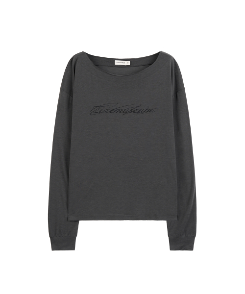 ZIZEMUSEUM（ジゼミュージアム）の「ワンショルダー シアーロングスリーブ（チャコール）（Tシャツ/カットソー・レディース・その他・OS）」の2枚目の写真