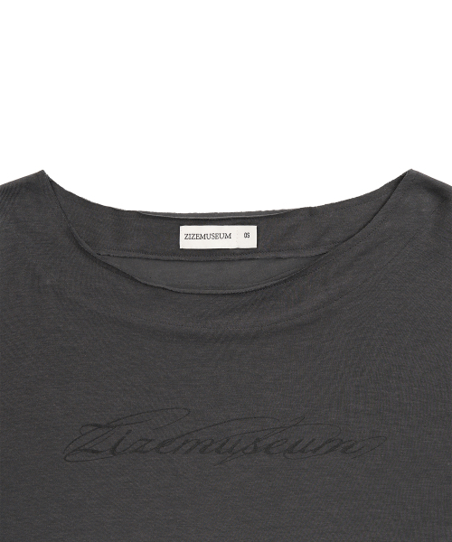 ZIZEMUSEUM（ジゼミュージアム）の「ワンショルダー シアーロングスリーブ（チャコール）（Tシャツ/カットソー・レディース・その他・OS）」の4枚目の写真
