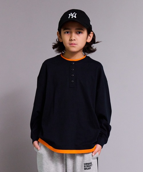 PAIRMANON STREET(ペアマノンストリート)の「【90-160cm】【綿100%】レイヤード 長袖 Tシャツ【PAIRMANON STREET】(Tシャツ/カットソー・キッズ・ライトグレー/ブラック/ホワイト/チャコールグレー・140/90/160/150/100/110/120/130)」の3枚目の写真