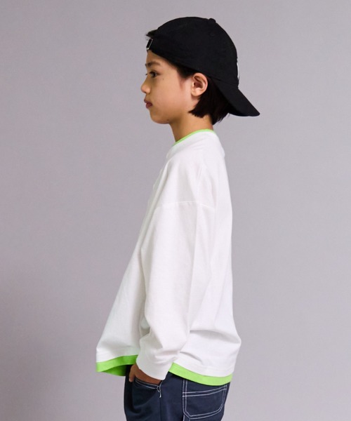 PAIRMANON STREET(ペアマノンストリート)の「【90-160cm】【綿100%】レイヤード 長袖 Tシャツ【PAIRMANON STREET】(Tシャツ/カットソー・キッズ・ライトグレー/ブラック/ホワイト/チャコールグレー・140/90/160/150/100/110/120/130)」の5枚目の写真