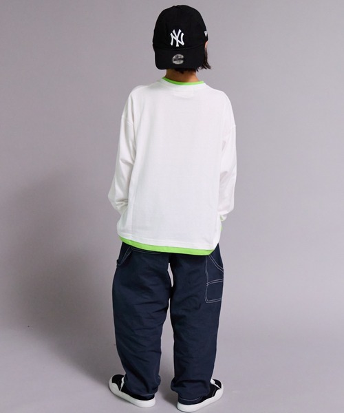 PAIRMANON STREET(ペアマノンストリート)の「【90-160cm】【綿100%】レイヤード 長袖 Tシャツ【PAIRMANON STREET】(Tシャツ/カットソー・キッズ・ライトグレー/ブラック/ホワイト/チャコールグレー・140/90/160/150/100/110/120/130)」の6枚目の写真