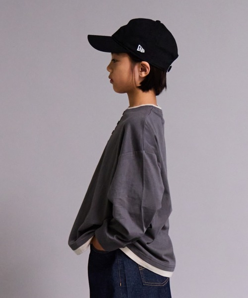 PAIRMANON STREET(ペアマノンストリート)の「【90-160cm】【綿100%】レイヤード 長袖 Tシャツ【PAIRMANON STREET】(Tシャツ/カットソー・キッズ・ライトグレー/ブラック/ホワイト/チャコールグレー・140/90/160/150/100/110/120/130)」の11枚目の写真