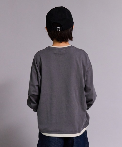 PAIRMANON STREET(ペアマノンストリート)の「【90-160cm】【綿100%】レイヤード 長袖 Tシャツ【PAIRMANON STREET】(Tシャツ/カットソー・キッズ・ライトグレー/ブラック/ホワイト/チャコールグレー・140/90/160/150/100/110/120/130)」の12枚目の写真