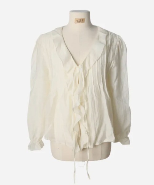 LOENNE(ロエヌ)の「Ruffle Tie Blouse / ラッフルタイブラウス(シャツ/ブラウス・レディース・ブラック/クリーム・FREE)」の10枚目の写真