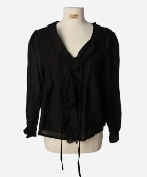 LOENNE(ロエヌ)の「Ruffle Tie Blouse / ラッフルタイブラウス(シャツ/ブラウス・レディース・ブラック/クリーム・FREE)」の12枚目の写真