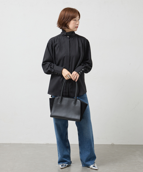 A PUPIL(アピューピル)の「A PUPIL/ア ピューピル 別注 HNK RGLN BL_STRIPES ブラウス(シャツ/ブラウス・レディース・ブラック・MEDIUM)」の2枚目の写真