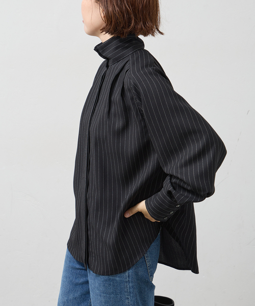 A PUPIL(アピューピル)の「A PUPIL/ア ピューピル 別注 HNK RGLN BL_STRIPES ブラウス(シャツ/ブラウス・レディース・ブラック・MEDIUM)」の4枚目の写真