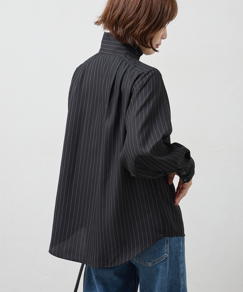 A PUPIL(アピューピル)の「A PUPIL/ア ピューピル 別注 HNK RGLN BL_STRIPES ブラウス(シャツ/ブラウス・レディース・ブラック・MEDIUM)」の5枚目の写真