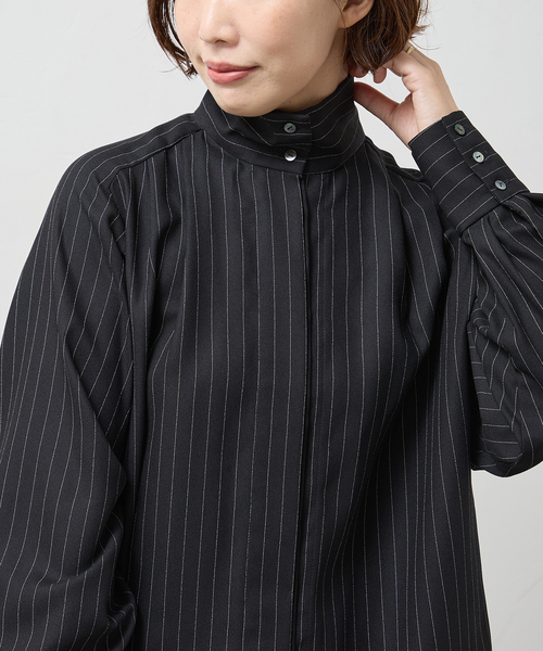 A PUPIL(アピューピル)の「A PUPIL/ア ピューピル 別注 HNK RGLN BL_STRIPES ブラウス(シャツ/ブラウス・レディース・ブラック・MEDIUM)」の6枚目の写真