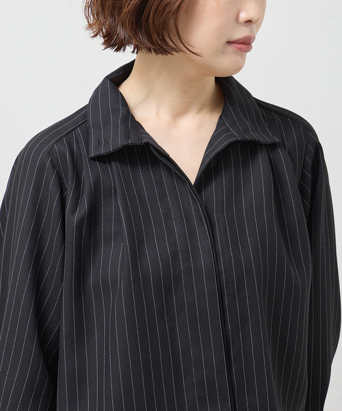 A PUPIL(アピューピル)の「A PUPIL/ア ピューピル 別注 HNK RGLN BL_STRIPES ブラウス(シャツ/ブラウス・レディース・ブラック・MEDIUM)」の7枚目の写真