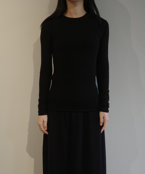 CLANE（クラネ）の「CLANE COMFORTABLE CREW NECK TOPS（Tシャツ/カットソー・レディース・ブラウン/ブラック/ホワイト・2/1）」の2枚目の写真