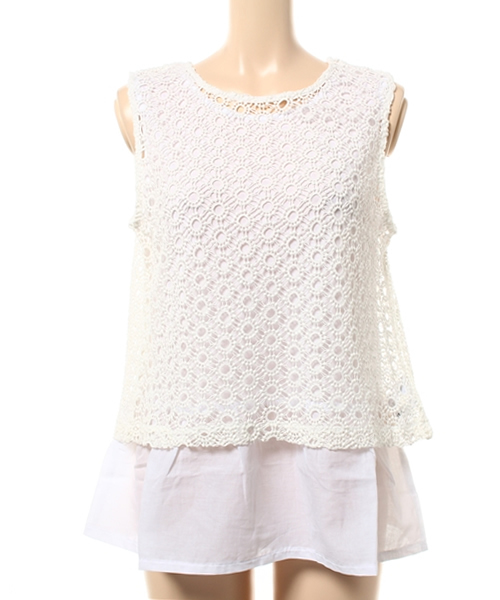 MOUSSY（マウジー）の「LACE LAYERED TANK（タンクトップ・レディース・クリアレッド/ホワイト/ライトブルー/ブラック・FREE）」の13枚目の写真