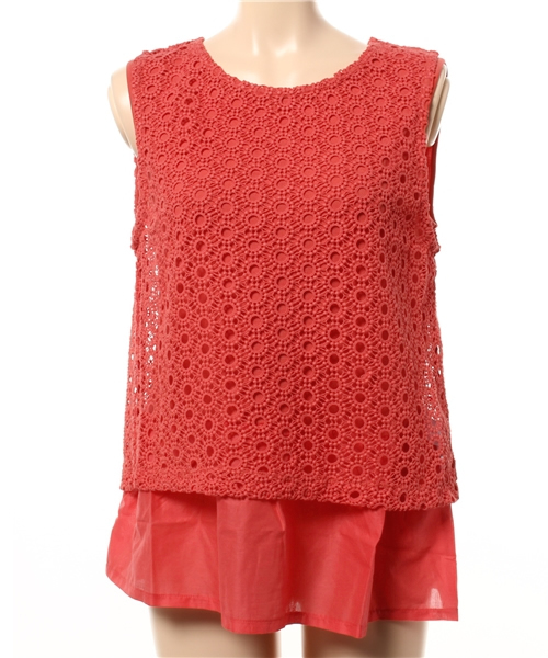 MOUSSY（マウジー）の「LACE LAYERED TANK（タンクトップ・レディース・クリアレッド/ホワイト/ライトブルー/ブラック・FREE）」の7枚目の写真