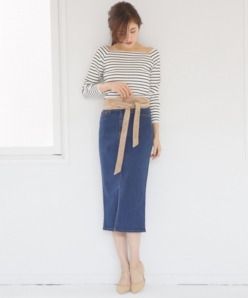 A part by（アパートバイ）の「スリットデニムスカート 730030（デニムスカート・レディース・ブラック/ブルー/ネイビー/ライトブルー・LARGE/MEDIUM）」の19枚目の写真