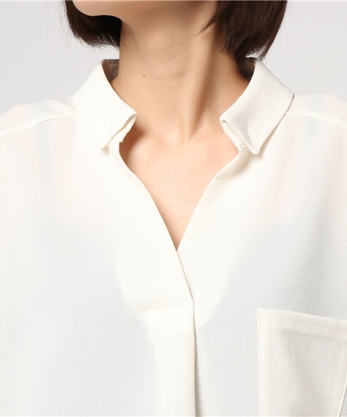 GUILD PRIME（ギルドプライム）の「【GUILD PRIME】WOMENS 襟抜きプルオーバーブラウス（シャツ/ブラウス・レディース・ホワイト/ピンク・36/34）」の6枚目の写真