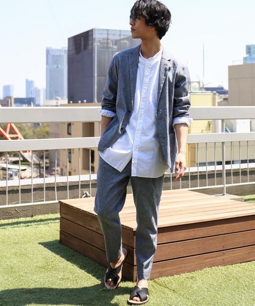 green label relaxing(グリーンレーベルリラクシング)の「KC NEO LINEN ジャーディガン / ジャケット ◆(テーラードジャケット・メンズ・オリーブ/ライトブルー/ネイビー・LARGE/SMALL/X-LARGE/MEDIUM)」の5枚目の写真