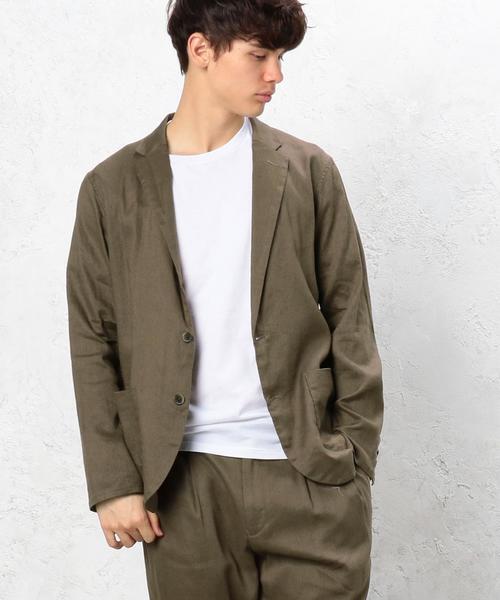 green label relaxing(グリーンレーベルリラクシング)の「KC NEO LINEN ジャーディガン / ジャケット ◆(テーラードジャケット・メンズ・オリーブ/ライトブルー/ネイビー・LARGE/SMALL/X-LARGE/MEDIUM)」の7枚目の写真