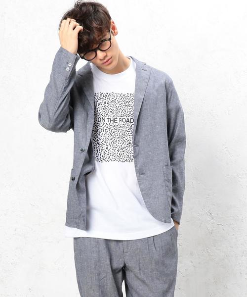 green label relaxing(グリーンレーベルリラクシング)の「KC NEO LINEN ジャーディガン / ジャケット ◆(テーラードジャケット・メンズ・オリーブ/ライトブルー/ネイビー・LARGE/SMALL/X-LARGE/MEDIUM)」の8枚目の写真