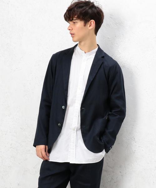 green label relaxing(グリーンレーベルリラクシング)の「KC NEO LINEN ジャーディガン / ジャケット ◆(テーラードジャケット・メンズ・オリーブ/ライトブルー/ネイビー・LARGE/SMALL/X-LARGE/MEDIUM)」の9枚目の写真