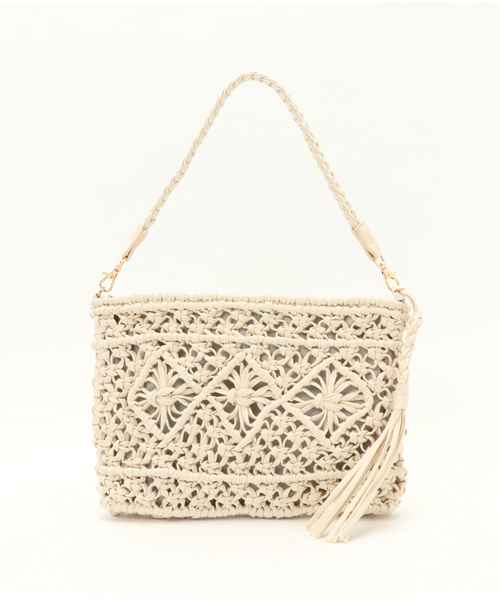 LBC(エルビーシー)の「ロウビキ紐クラッチ (クラッチバッグ・レディース・ネイビー/オフホワイト・FREE)」の1枚目の写真