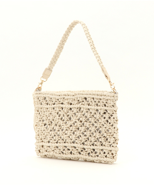 LBC(エルビーシー)の「ロウビキ紐クラッチ (クラッチバッグ・レディース・ネイビー/オフホワイト・FREE)」の3枚目の写真