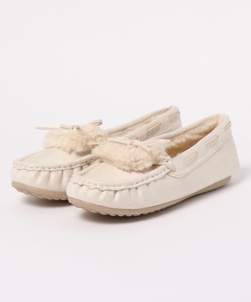 【送料込】シュール SHOEL ファー付きモカシン （BLK）22.5 Shake In cloak モカシンシューズ カエルマーク レースアップ