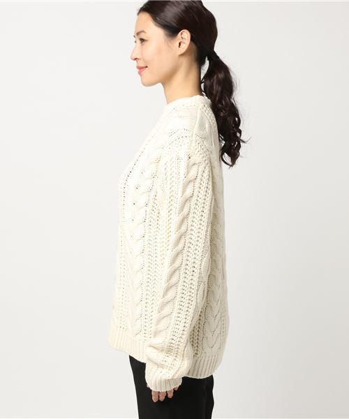 PUNYUS（プニュズ）の「ローゲージケーブルニット（ニット/セーター・レディース・ブラック/レッド/イエロー/アイボリー・1/2/3/4）」の10枚目の写真