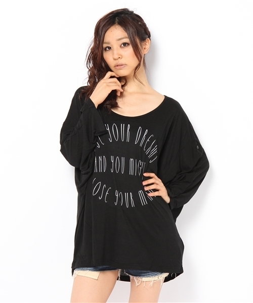 SLY LANG（スライラング）の「LoseドルマンTS（Tシャツ/カットソー・レディース・ワインレッド/ホワイト/ブラック・FREE）」の2枚目の写真