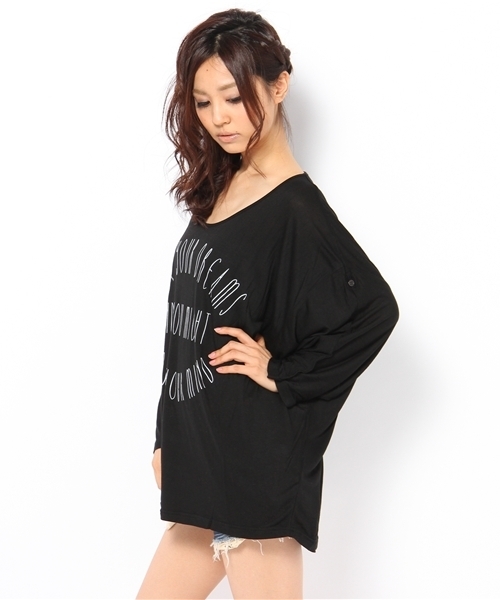 SLY LANG（スライラング）の「LoseドルマンTS（Tシャツ/カットソー・レディース・ワインレッド/ホワイト/ブラック・FREE）」の4枚目の写真