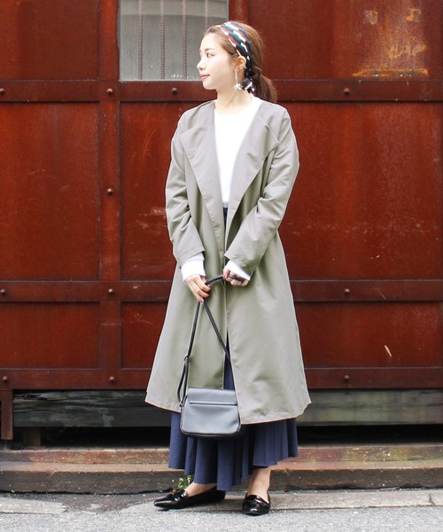 reca（レカ）の「ロングトレンチコート【2018 S/S】（トレンチコート・レディース・ブラック/グレー系その他/ベージュ/ネイビー・M）」の3枚目の写真