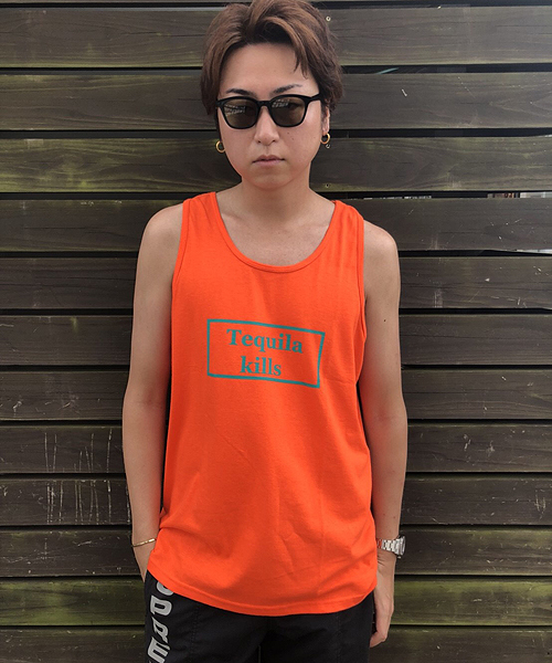 Homeyland(ホーミーランド)の「Tequila kills TANKTOP タンクトップ(タンクトップ・メンズ・ホワイト/ブラック/オレンジ・MEDIUM/LARGE)」の3枚目の写真
