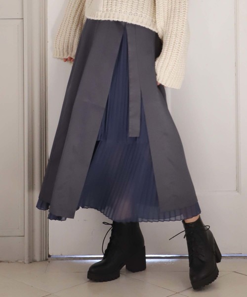 one after another NICE CLAUP(ワンアフターアナザーナイスクラップ)の「【近藤千尋さんコラボ】3wayプリーツスカート(スカート・レディース・グレー系その他/ブルー系その他/イエロー系その他・FREE)」の3枚目の写真