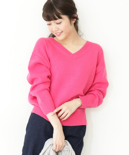 N.(N. Natural Beauty Basic)(エヌエヌナチュラルビューティーベーシック)の「◆ラムウールVネックニット(ニット/セーター・レディース・ホワイト/ベージュ/グレー/ピンク/イエロー・MEDIUM)」の5枚目の写真