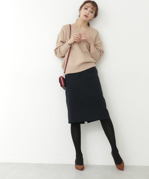 N.(N. Natural Beauty Basic)(エヌエヌナチュラルビューティーベーシック)の「◆ラムウールVネックニット(ニット/セーター・レディース・ホワイト/ベージュ/グレー/ピンク/イエロー・MEDIUM)」の14枚目の写真