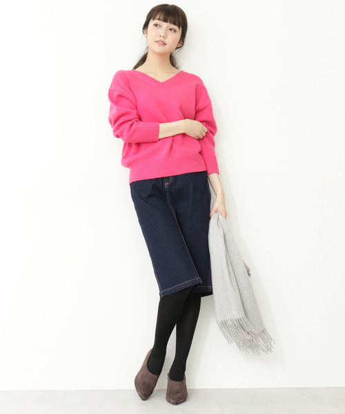 N.(N. Natural Beauty Basic)(エヌエヌナチュラルビューティーベーシック)の「◆ラムウールVネックニット(ニット/セーター・レディース・ホワイト/ベージュ/グレー/ピンク/イエロー・MEDIUM)」の19枚目の写真
