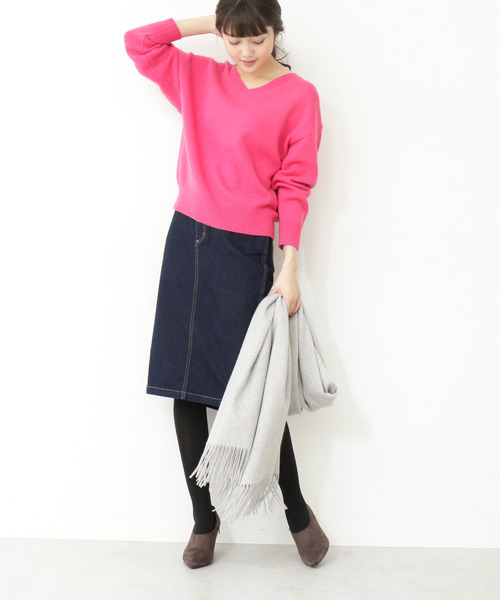 N.(N. Natural Beauty Basic)(エヌエヌナチュラルビューティーベーシック)の「◆ラムウールVネックニット(ニット/セーター・レディース・ホワイト/ベージュ/グレー/ピンク/イエロー・MEDIUM)」の20枚目の写真