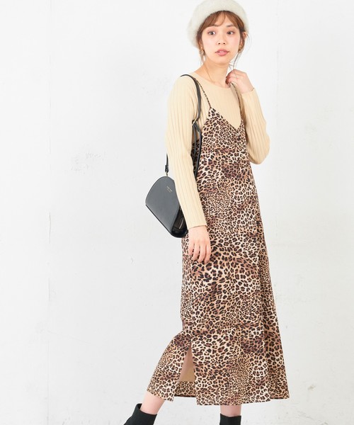 natural couture（ナチュラルクチュール）の「ちび釦付きシンプルキャミワンピ（ワンピース・レディース・ベージュ系その他/レオパード/その他・FREE）」の3枚目の写真