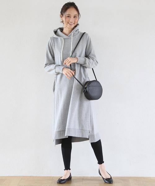 coen(コーエン)の「CVC裏毛フーデッドワンピース (パーカーワンピース)(ワンピース・レディース・グレー/ネイビー・FREE)」の9枚目の写真