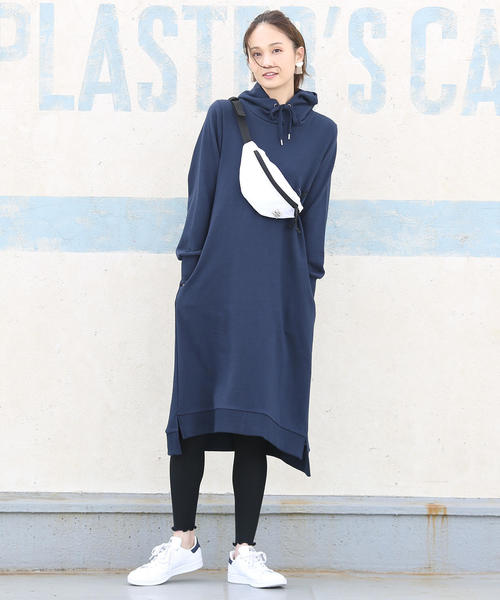 coen(コーエン)の「CVC裏毛フーデッドワンピース (パーカーワンピース)(ワンピース・レディース・グレー/ネイビー・FREE)」の12枚目の写真